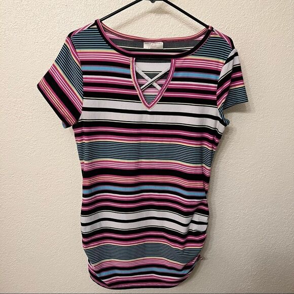 Bobbie Brooks Short Sleeve Striped Tee Size Large - Picture 1 of 4